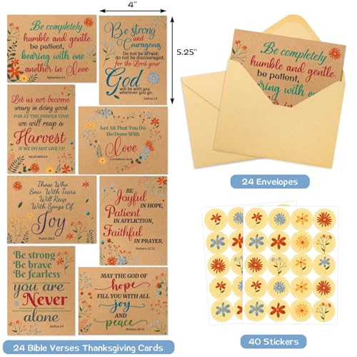 WorldBazaar Christian Cards 24 Pack Religious Cards Wtih Bible Verse Kraft