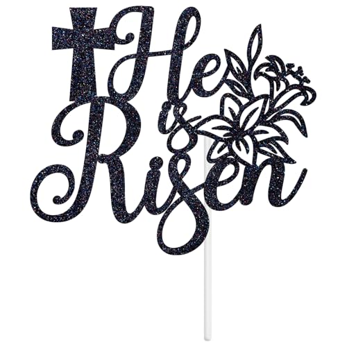 He is Risen Cake Topper, Easter Religious Resurrection Cake Decor, Jesus is Risen, Spring Happy Easter Religious Cross Anniversary Party Decoration Supplies