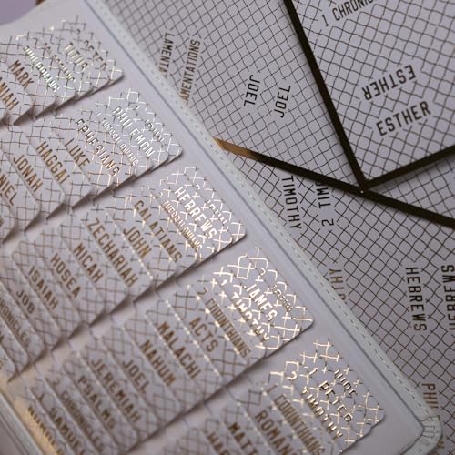 UPAFEXXI-Laminated Bible Tabs, Gold Foil Embossed Lettering(White) - color: White