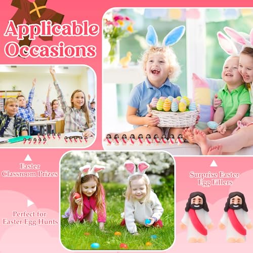 Bememo 25Pcs Mini Jesus Figure for Religious Favor,Rose Red - color: Rose Red