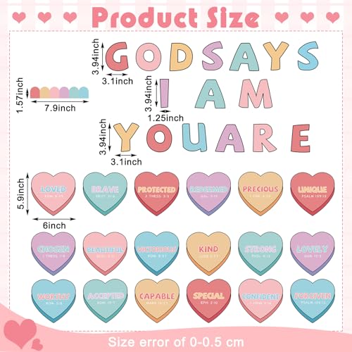 Kosiz 64 Pcs Valentine Christian Hearts Bulletin Board Cutouts Decoration - style: Valentine