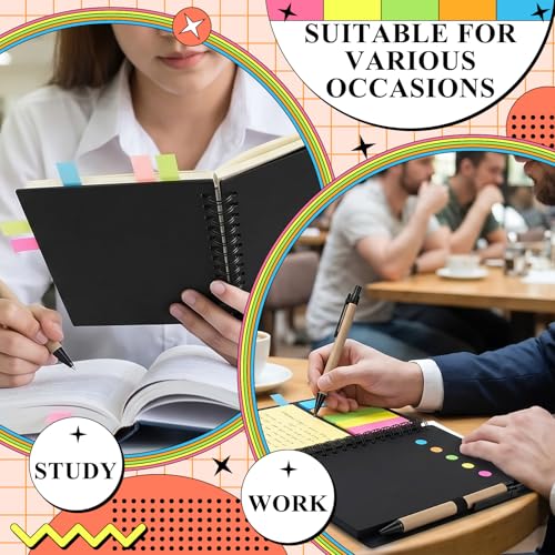 Qilery 80 Pack Lined Spiral Notebook Bulk Small Notepad and Pen Set - style: Classic