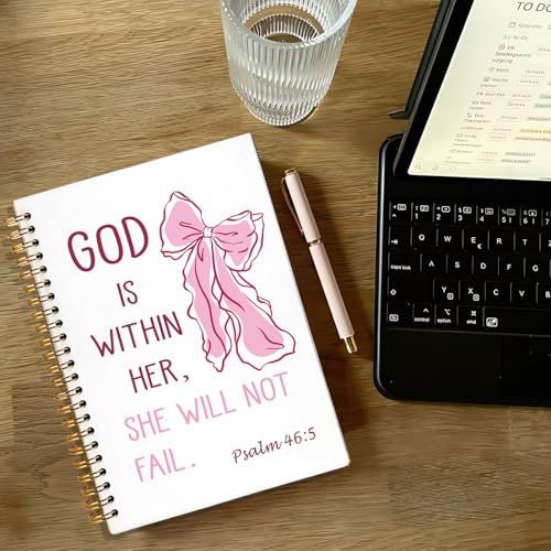 Christian Spiral Notebook Journal, God is Within Her She Will Not Fall Preppy Bible Verse Journal for Women, Christian Gifts for Women, Religious Prayer Notebooks, 5.5x8.3 Inch - color: 01-god is Within Her She Will Not Fall