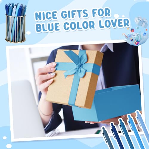 100 Pcs Ballpoint Gel Pens Bulk Retractable, Blue Series - style: Blue Series