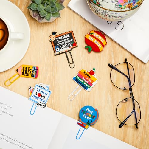 6 Pcs Cute Teacher Paper Clips Bookmarks for Teacher Appreciation Gifts - style: Teacher Classic
