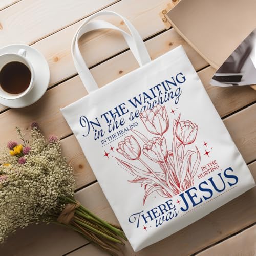 Religious Canvas Tote Bag Tote Bag for Women Christmas Birthday Canvas Bags for Shopping Beach Grocery - color: Waitingjesus