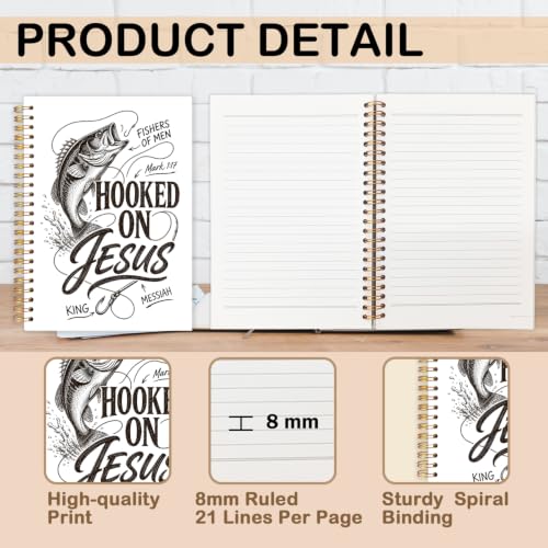 Christian Fishing Spiral Notebook for Women Men 5.5x8.3 Inch - color: Christian Fisherman