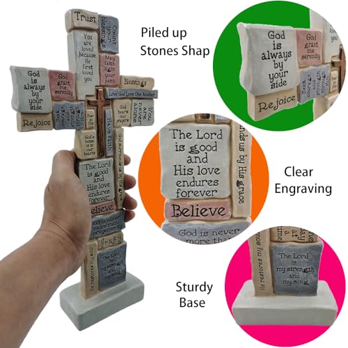 Inspirational Cross Sculpture with Christian Words and Sayings