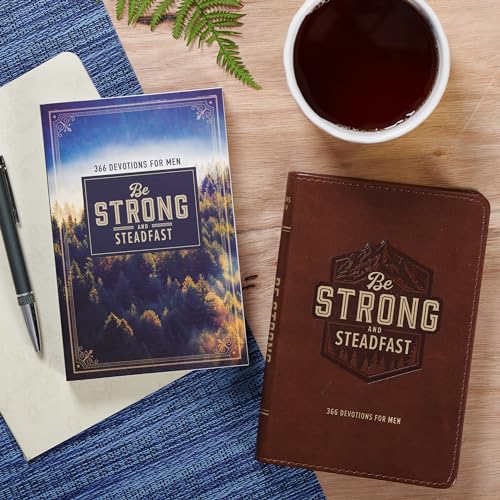 Be Strong and Steadfast 366 Devotions for Men, Brown Vegan Leather