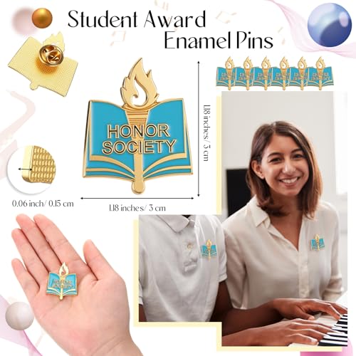 Knitgrip Award Lapel Pins Bulk Academic Recognition Enamel Pins Honors Gift for Student Office Government Club Members - style: Honor Society