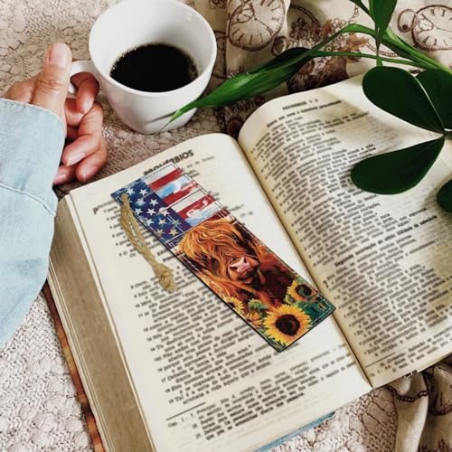 Bookmarks for Women Teacher Cow American Flag Sunflower Bookmarks for Women Readers Book Lovers Page Markers for Students Teachers Reading - color: Cow American Flag Sunflower