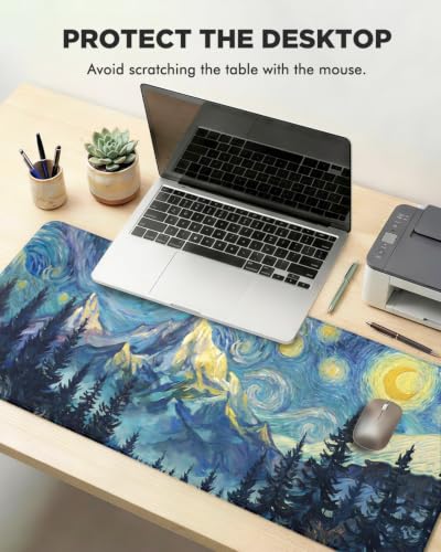 Mouse Pad, Desk Mat, 31.5x11.8in Large Mousepad, Starry Forest - color: Starry Forest