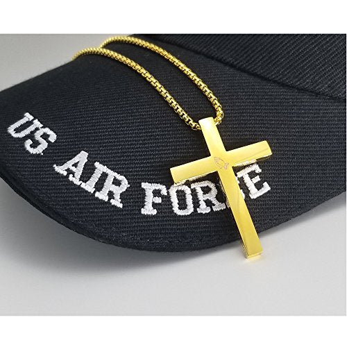 Cross Necklace Stainless Steel Necklace Religious Bible Verse Pendant Crucifix Necklace Faith Jewelry with 22' Chain - style: I can do all things - gold
