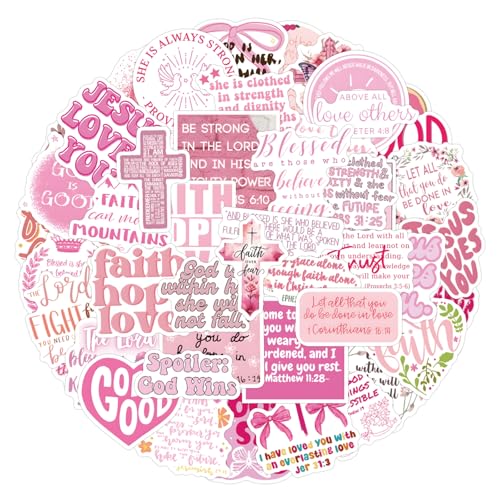 Pink Bible Verse Stickers Christian Sayings Decals for Saints Adults 55PCS - color: Pinkverse
