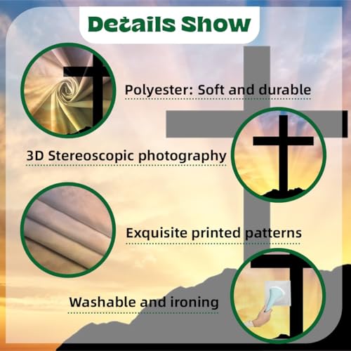 10x6.5ft Christ Cross Backdrop Crucifixion Jesus Resurrection Sunrise Colorful Sky Religious Photography Background Easter Day Celebration Party Church Events Studio Photo Props Polyester - size: 10x6.5ft-polyester