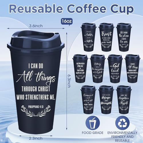 Skylety 20 Pack Christian Gifts Bulk 16oz Bible Verse Tumbler with Lids - color: Blue