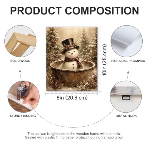 Vintage Snowman Christmas Bathroom Wall Art Print Christmas Wall Decor - color: color-L