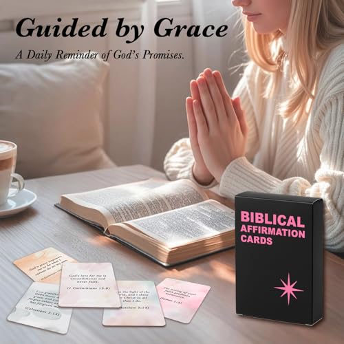 60 Prayer Cards for Daily Devotion, Bible Verse Scripture Cards, Biblical Affirmation Cards, Christian Encouragement Gift, Faith Based Inspiration for Women Teens and Adults
