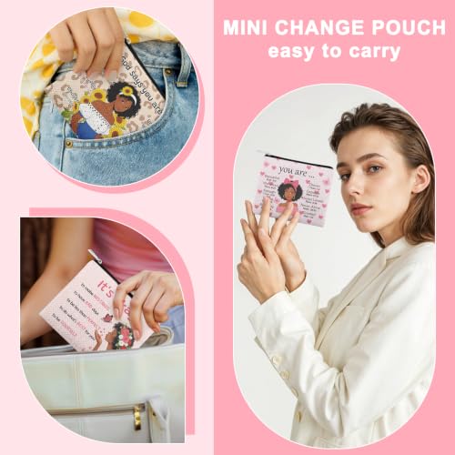 4 Pcs Christian Gifts for African Americans Women 4 Pack Coin Purses Inspirational Gifts for Black Women Bible Verse Coin Pouch for for Black Girls Friend Christmas Birthday Encouragement Wallet