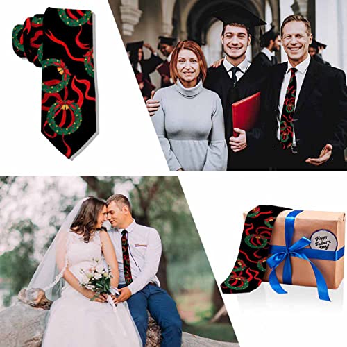 Black Dots Men's Neckties Retro Classic Circle Geometry Men's Tie for Mens Teens Business Work Casual Wedding Party - color: Christmas Wreaths