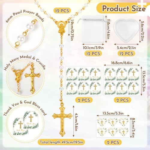 ANGOLIO Baptism Religious Gift Bulk, Bead Rosary Cross Necklaces