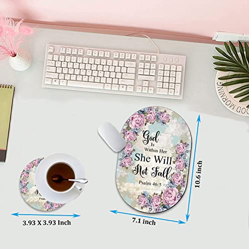 Personality Mouse Pad with Coaster Set, Psalm 46:5 Floral Fashion Design Mouse Pad Non-Slip Rubber Gaming Mouse pad Computer Laptop - color: Psalm 46:5 Floral