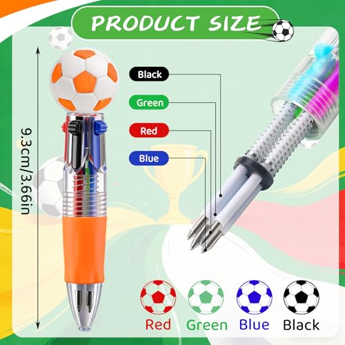 24 Pack Soccer Party Favors Bulk - Multicolor Mini Pens for Kids, Classroom Prizes, Goodie Bag Stuffers Supplies - color: Soccer Multicolor