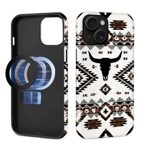 for iPhone 13 14 Compatible with Magsafe Full Body Case Screen Lens Protection Magnetic Ring for Girl Boy Cute Pattern Western Boho Aztec American Cowboy - color: Western Boho Aztec American Cowboy, size: iPhone 13/iPhone 14