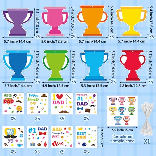 ANGOLIO Father's Day DIY Crafts for Kids - 123Pcs Happy Father's Day Make Your Own Trophy Stickers Craft Kit Hanging Ornaments for Classroom Home Activity Sunday School VBS Party Favors Best Dad Gifts - style: Father's Day