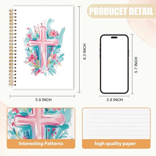 AQYIP Abstract Christian Cross Spiral Notebook, Pastel Bible Journaling Notebooks, Prayer Journal for Woman, Religious Journals for Writing, Christian Notebooks for Note Taking, 5.5x8.3 Inch - color: Pastel