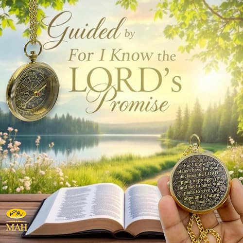 Handmade Religious Brass Compass Gift with Engraved & Embossed Faith Messages – Inspirational Christian Religious Gift Keepsake for Baptism, Confirmation, Christening, First Communion or Christmas - style: For I Know – Edition 3