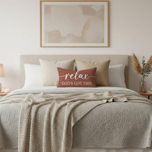 Decorative Throw Pillow Covers 12x20 Inch Set of 2 – Rust - color: Rust