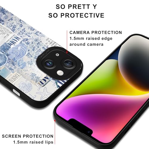 Aesthetics Collage Shell Starfish Phone Case for iPhone 14 Case Summer Beach Pattern Shockproof Soft Protective for Women Men Phone Cover Funda for iPhone 14 6.1 Inch - color: Cute, size: for iPhone 14