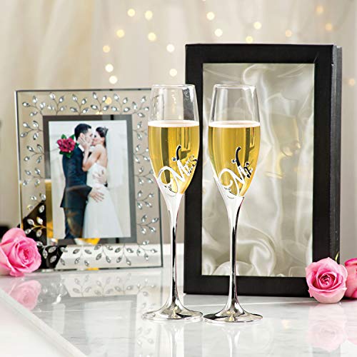 Pavilion Gift Company Glorious Occasions Tree Branch White Crystal Wedding Picture Frame, 4" x 6", Silver - color: Silver