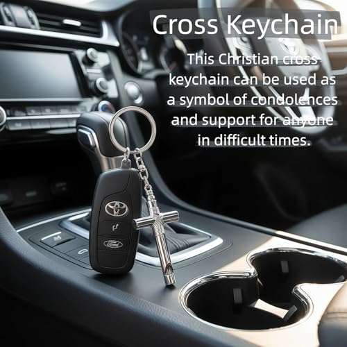 Cross Keychain for Men,Jesus Key Chain Christian Car Key Accessories,Easter Christmas Religious Gift,Purse Bag Charms - color: Silver Whistle