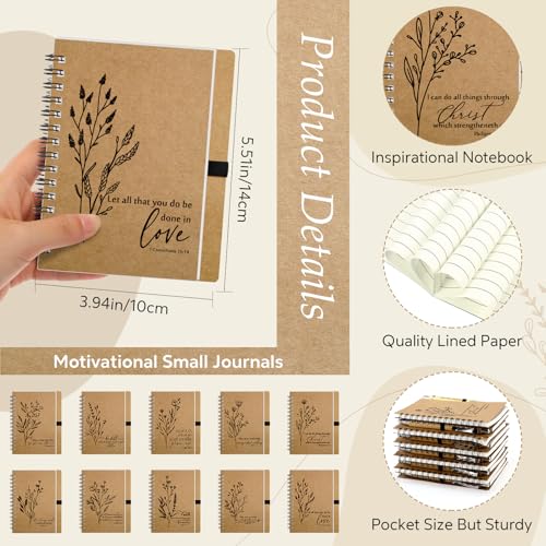 Resurhang 20 Sets Christian Gifts Bulk Bible Verse Spiral Notebook and Bamboo Pen Religious Journal Church Gifts for Grandparents Pastor Clergy Women Sunday School Teacher Members (Classic Style) - style: Classic Style