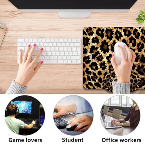 Mouse Pad 9.4"x7.9" + Wrist Support Pad + Embroidered Cup Pad Non-Slip Set, Ergonomic Mouse Wrist Support Pad, Suitable for Office/Gaming/Home Use, Leopard Print - color: Leopard Print
