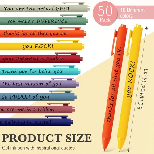 Crtiin 50 Pcs Inspirational Pens Bulk Rainbow Color, Thank Yourself - color: Rainbow Color, size: 1 Count (Pack of 50)