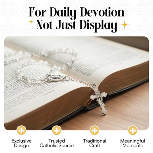 Catholic Rosary Beads with Metal Keepsake Gift Box Set - color: Fatima Blue