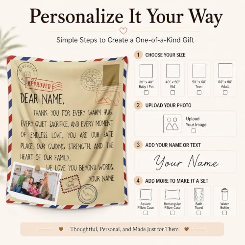 Custom Blanket with Photo for Women, Soft Flannel Throw for Mom Grandma - color: Brown