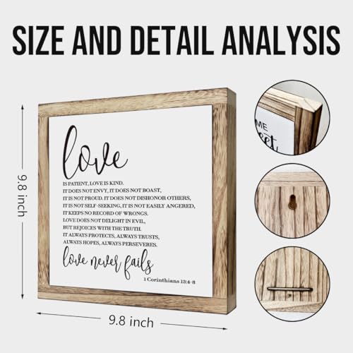 Scripture Sign - 1 Corinthians 13 Love Sign, Wooden Plaque for Christian Home Decor, Couple Gift - color: Christian 06