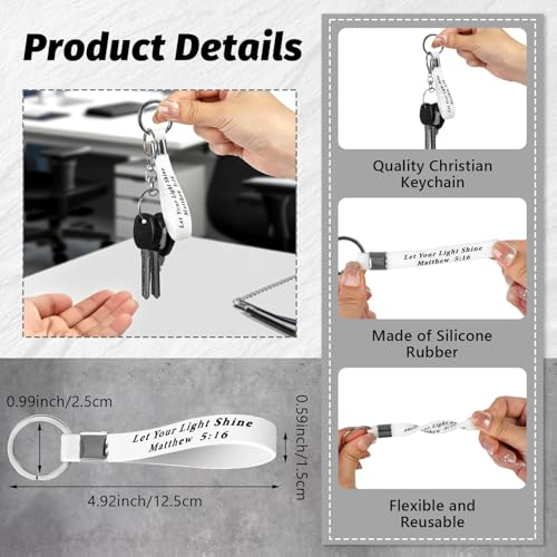 12 Pcs Easter Christian Keychains Bulk Bible Verse Key Chains Glow in the Dark Lanyards Church Sunday School Gifts - style: 5:16