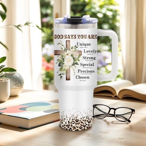 DUUV Christian Tumbler 40oz, Insulated Christian Gifts for Women - color: Christian Flowers