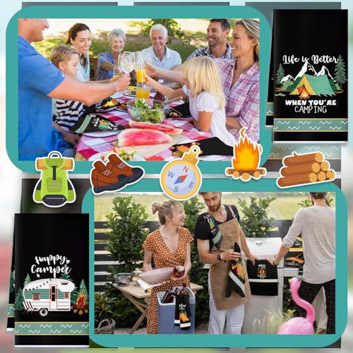 Boyiee 6 Pcs Camping Kitchen Towels Black Absorbent Dishcloth - color: Black Camping