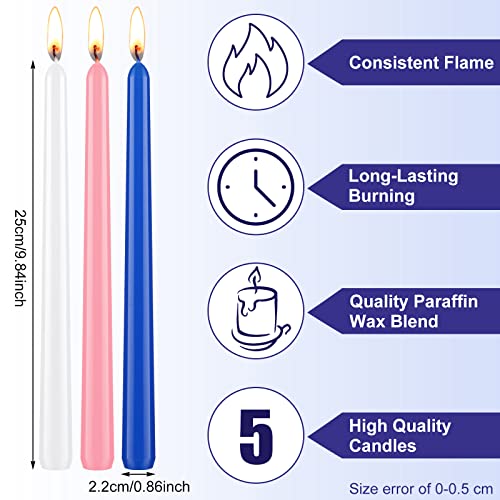 Spiareal 5 Pcs Blue Advent Taper Candles Dripless Unscented for Wreaths