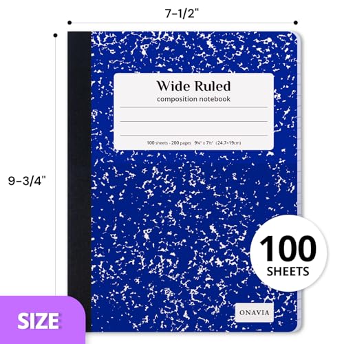ONAVIA Composition Notebook Wide Ruled 6 Pack, 200 Pages, Marble Green - color: Green, size: 9.75 x 7.5"