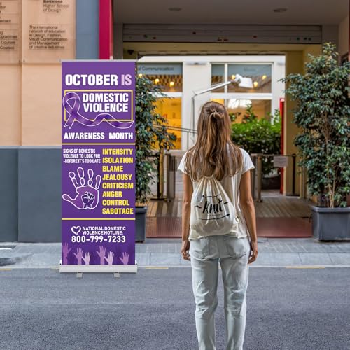 Ceenna 24 x 63 Inch Domestic Violence Awareness Retractable Banners - style: Domestic Violence Awareness