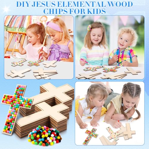 Blueweenly 12 Set Wooden Cross for Crafts, 9 Inch Layered with 200 Balls