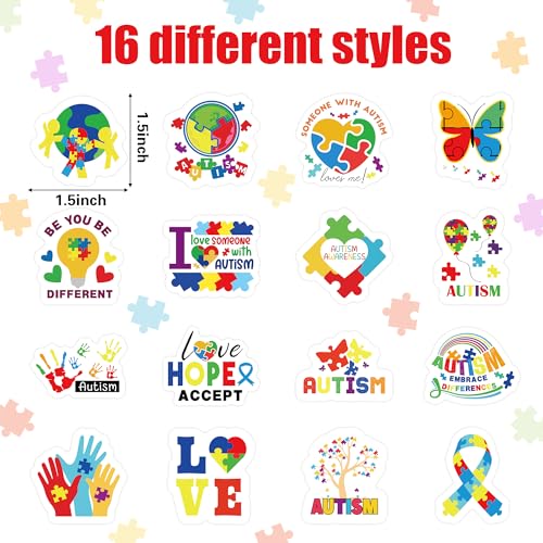 BeYumi Autism Awareness Roll Stickers - 1000Pcs Autism Stickers in 2 Rolls Waterproof Vinyl Decals for Phone Laptop Bottle Notebook Luggage Computer Classroom Decor for Kids Students - style: Autism