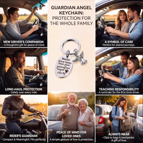 Hotop Sweet Guardian Angel Keychain New Driver Key Ring Gift - color: Silver